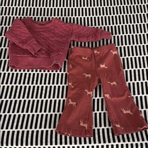 Carter's Kids Matching Set - maroon with Horse Print
